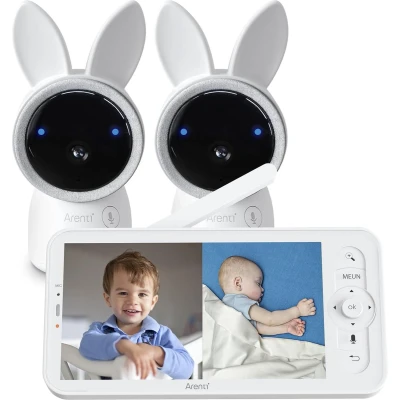 Afbeelding van Arenti AINanny 64GB Wifi Babyfoon met 2 Camera&#039;s Duopack Baby Monitor 5 inch scherm Ultra HD 2K Resolutie Slaapliedjes Alexa &amp; Google