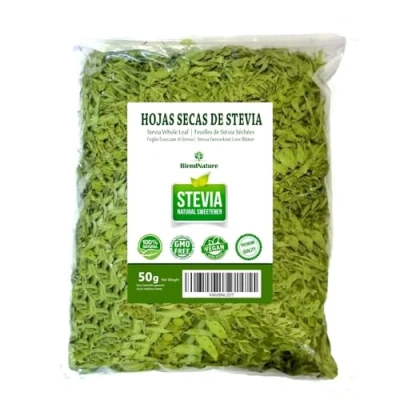 Afbeelding van natuurlijke Rebaudiana Stevia bladeren, 50 g, zoetstof, veganistisch, oorsprong uit Spanje