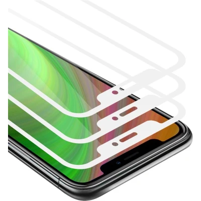 Afbeelding van Cadorabo 3x Screenprotector geschikt voor Apple iPhone XS MAX Volledig scherm pantserfolie Beschermfolie in TRANSPARANT met WIT Getemperd (Tempered) Display beschermend glas 9H hardheid 3D Touch
