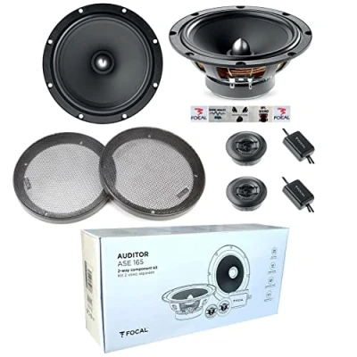 Afbeelding van 1 2 weg kit FOCAL AUDITOR ASE 165 ASE165 6.5&quot; 16.5 cm 60 watt rms 120 max met woofers tweeters crossover 91,5 db, per paar + roosters en 5 gratis stickers