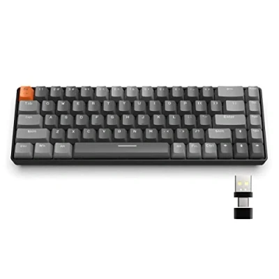 Afbeelding van YINDIAO K68 60% Draadloos Mechanisch Gamingtoetsenbord,Bluetooth 5.0/2.4Ghz Compact 68 Toetsen Mini Toetsenbord met Dual Mode Ontvanger,Hot Swappable,Energiebesparing,Rode Schakelaar (Donker Grijs)