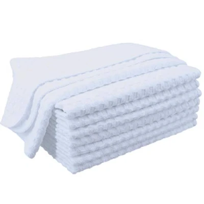Afbeelding van POLYTE Ultra Premium microvezel keukenhanddoek, doek, theedoek, wafelpatroon, 8 stuks (30 x 30 cm, wit)