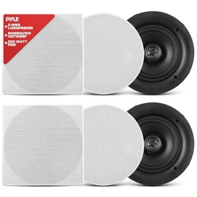 Afbeelding van Pyle Luidsprekers Plafondluidsprekers Wandluidsprekers Plafondspeakers Set van 2 Speakers Weg Midbass Woofer Luidsprekersysteem Inbouwluidsprekers voor Thuis 200 Watt