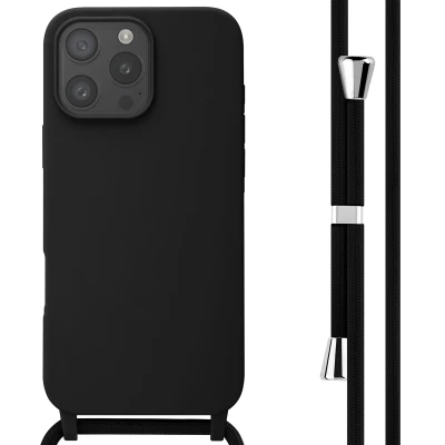 Afbeelding van Apple iPhone 16 Pro Max Hoesje Siliconen en TPU (zacht) imoshion Softcase/Koordhoesje/Backcover Zwart Telefoonhoesje