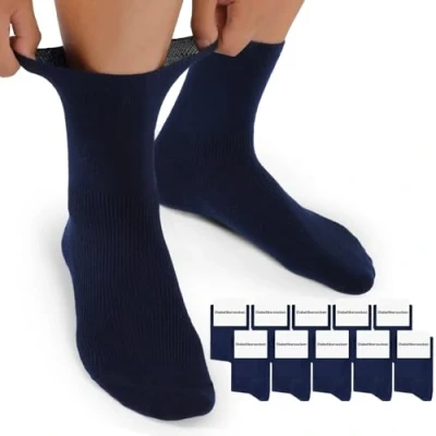 Afbeelding van Mowenti Diabetessokken Dames 43 46 Met Comfort Manchet Zonder Gom &amp; Naad Katoenen Damessokken Diabetic Socks 10 Paar Blauw Herensokken