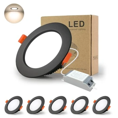 Afbeelding van BAGZY 5x LED Verzonken Plafondlamp Inbouwspot 5W 4000k Natuurlijk Wit Rond Paneelverlichting Anti mist Hhoogtepunt Plafond Platte Schijnwerpers voor Badkamer Keuken Hal Stage Office(Zwart)