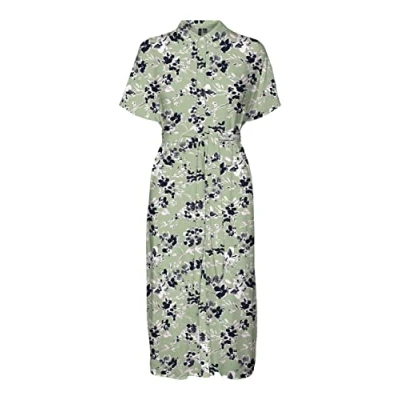 Afbeelding van VERO MODA Vmmenny Ss Calf Shirt Jurk WVN Ga Jurk, Reseda/Aop:mille, XS