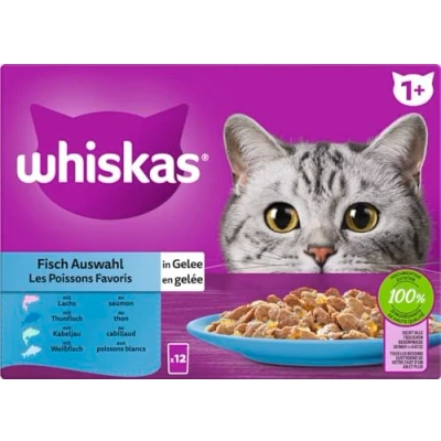 Afbeelding van Whiskas 1+ Fish Selection Gelei 12x85g 4 pack Vis