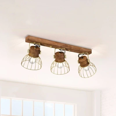 Afbeelding van Just Light Plafondlamp Alami bruin messing 3 lichts 11488 60