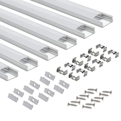 Afbeelding van StarlandLed led profiel 6 x 1 m, stuks aluminium U vorm met afdekking, eindkappen en montageclips voor ledstripverlichting …