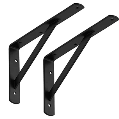 Afbeelding van SOTECH set van 8 plankbeugels (250 x 150 30 mm, zwart, met poedercoating), wandbeugels dwarsbalk voor stabilisatie.