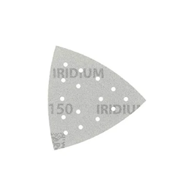 Afbeelding van Mirka Iridium Schuurdriehoek Premium Schuurpapier 93x93x93mm 15 gaats, Klittenband, Korrel 150, 50 st/Voor het schuren van verf, plamuur, grondverf, hout, staal, minerale materialen, kunststof.