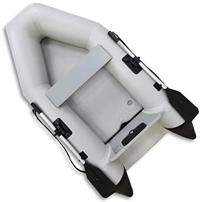 Afbeelding van NEMAXX® Professionele Opblaasboot 230 cm Opblaasbare 2 Persoons Peddelboot (Categorie D) Sport ,Vissersboot Stabiel en Duurzaam Lichtgrijs Inclusief Peddels, Luchtpomp, Tas Reparatieset