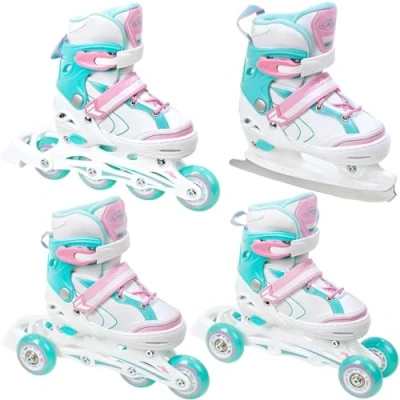 Afbeelding van 4in1 inline skates/triskates/rolschaatsen/skates Raven Lia verstelbaar met LED licht wiel (30 33 (18 20,5cm))