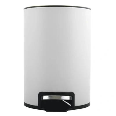 Afbeelding van Spirella Afvalemmer met 3 of 5 liter, roestvrij staal, zachte sluiting, binnencontainer Riku badkamer, pedaalemmer, vuilnisbak, valrem, mat wit