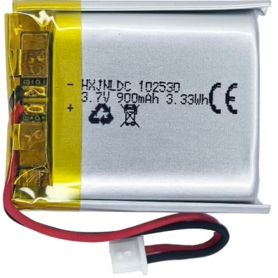 Afbeelding van DC 3.7V 900mAh 102530 oplaadbare lithium polymeerbatterij, geschikt voor doe het zelf 3.7 5V elektronische producten met ingebouwde 2 draads batterijvervanging en LED verlichting