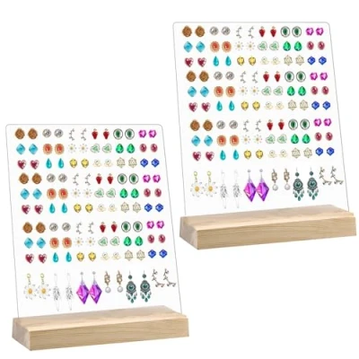 Afbeelding van YUDAWN Oorbel organizer, 2 stuks, sieradenstandaard, houten oorbelhouder, oorstekers, display, standaard voor oorbellen, sieraden, showrek