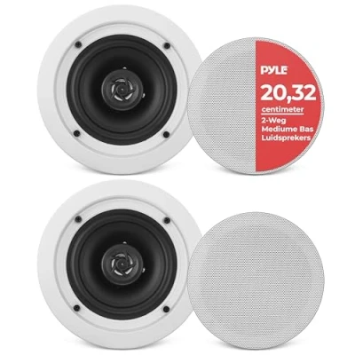 Afbeelding van 6.5&quot; Plafond Wandmontage Luidsprekers Paar 2 weg midbass woofer Luidspreker 1/2&#039;&#039; Polymer Dome Tweeter Flush Design met 70Hz 20kHz Frequentie &amp; 200 W Piek Eenvoudige installatie Pyle PDIC61RD