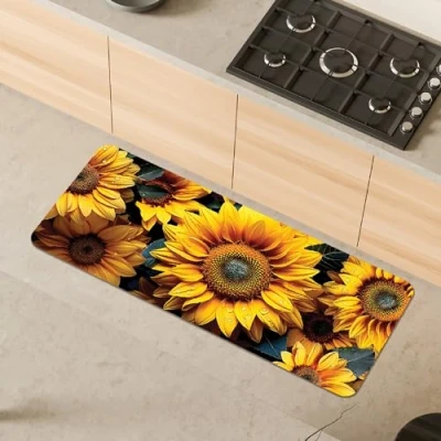 Afbeelding van Comart, Austin Keukentapijt, van polyester, bedrukt, antislip, zonnebloemen, 50 x 130 cm
