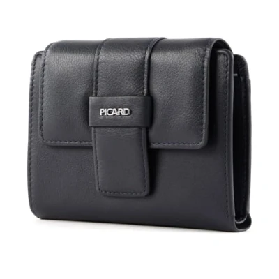 Afbeelding van PICARD Leren Portemonnee Como 1 Wallet With Flap Navy Blauw