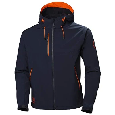 Afbeelding van Helly Hansen Softshell Jas Chelsea Hooded Marine Blauw Maat XL Oranje highlights Polyester/Elasthaan met Capuchon Verstelbare onderkant