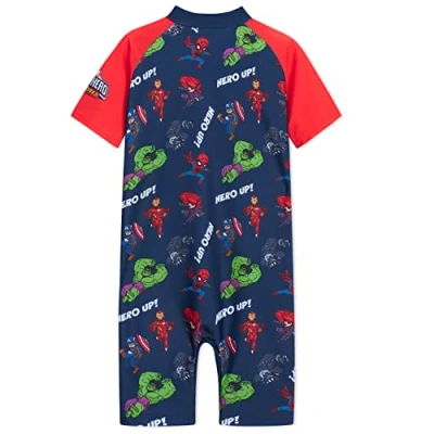 Afbeelding van Marvel Kinderen Zwemmen Kostuum Zomer Vakantie Essentials Voor Hulk Spiderman Badmode 3 10 jaar Korte Mouw Full Body Badpak Beachwear, Rood/Navy Avengers, 4