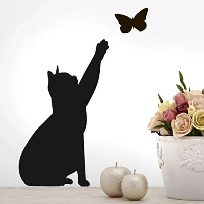 Afbeelding van Kat muursticker vlinder sticker kunst behang keuken decor slaapkamer decoratie thuis muurschildering overdracht katten transfers woonkamer posters verwijderbare stickers dier schilderij doe het zelf