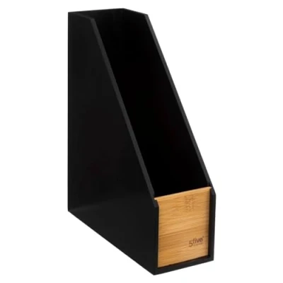 Afbeelding van 5Five lectuurbak/tijdschriftenrek zwart hout 9 x 25 30 cm tijdschriftenrek