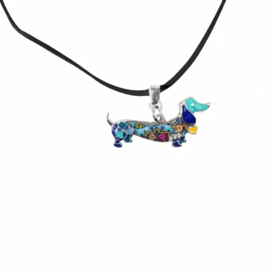 Afbeelding van ketting Emaille teckel blauw Charme Bijoux