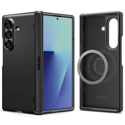 Afbeelding van Spigen Slim Armor Pro MagFit Case voor Samsung Galaxy Z Fold 7 hoesje, MagSafe compatibel met [SecuLink] metalen scharnierverbinding stevige grip Zwart
