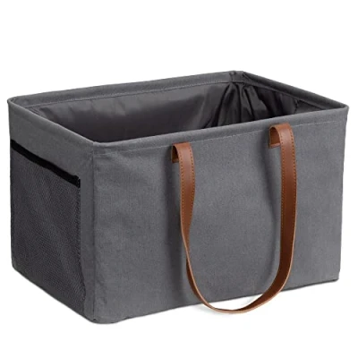 Afbeelding van Navaris 2x opvouwbare wasmand 37 L Compacte uitvouwbare wastas om mee te nemen Voor op reis, camping en vakantie Donkergrijs Set van 2