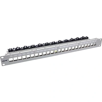 Afbeelding van InLine Patchpaneel 24 weg, Keystone leeg patchpaneel, 19&quot;, 1U, lichtgrijs RAL7035, Server accessoires, Grijs