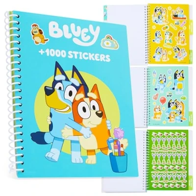 Afbeelding van Bluey Stickerboek voor kinderen met 28 stickervellen, meer dan 1000 stickers scrapbooking kunst activiteitenset geschenken