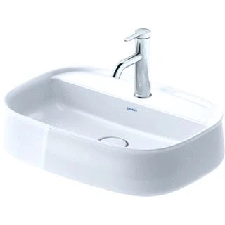 Afbeelding van Duravit zencha opzetwastafel 550 mm wit hoogglans kraanvlak met 1 kraangat geslepen wondergliss 23745500711