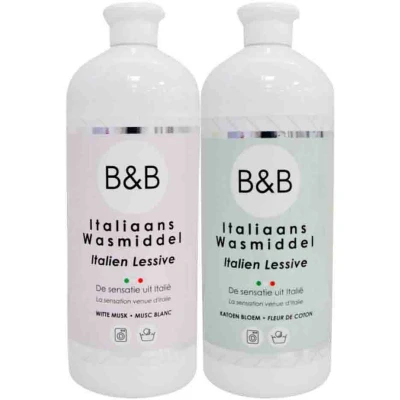 Afbeelding van B&amp;B Italiaanse Wasparfum Wasmiddel Witte Musk&amp;Katoen Bloem Pakket