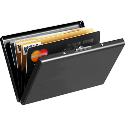 Afbeelding van SBVR Pasjeshouder Creditcardhouder RFID bescherming Rvs Metal Case Box portemonnee zwart
