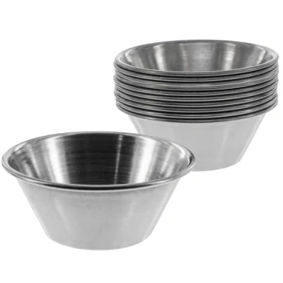 Afbeelding van 12 x dipkommen klein van roestvrij staal, sauskommen Ø 6 cm, kleine komen voor dips, sauzen en snacks