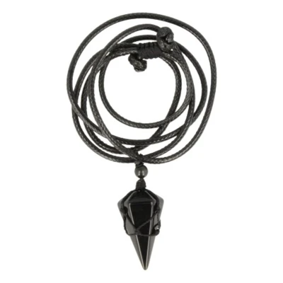 Afbeelding van Obsidiaan zwart ketting mannen cone