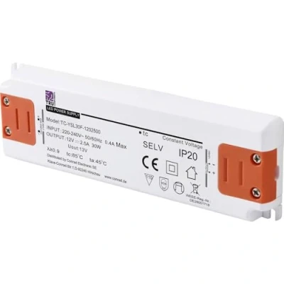 Afbeelding van TRU COMPONENTS TC YSL30F 1202500 LED transformator Constante spanning 30 W 2.5 A 12 V/DC Geschikt voor meubels, Overspa