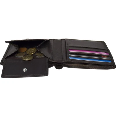 Afbeelding van Portemonnee Heren Portefeuille Billfold Leer Donkerbruin Arrigo
