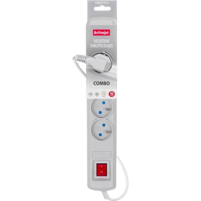 Afbeelding van ActiveJet Grey Power Strip met Cord ACJ COMBO 5G / 1,5 M BEZP. Aut s.