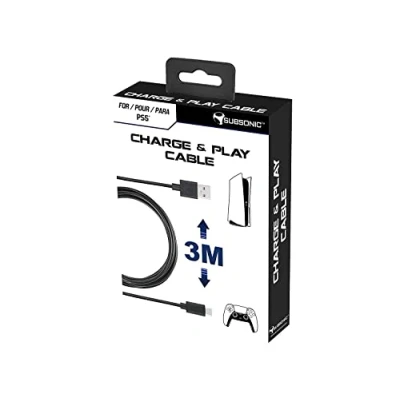 Afbeelding van Subsonic Accessoires, USB C XXL 3 meter oplaadkabel compatibel met Dual Sense PS5 controller