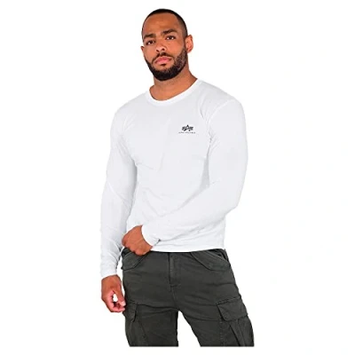 Afbeelding van Alpha Industries Basic LS Lange Mouw met Klein Logo voor Mannen White