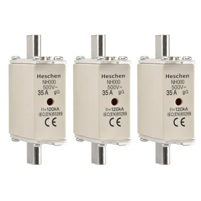 Afbeelding van Heschen NH Zekering Link, NH000, 35A gG, Front Indicator, Combinatie Detector, Set van 3