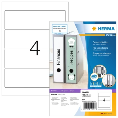 Afbeelding van HERMA Ordneretiketten wit 192x59 A4 400 st.