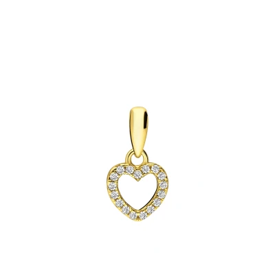 Afbeelding van Lucardi Dames Zilveren goldplated Hanger hart zirkonia 925 Zilver Goudkleurig