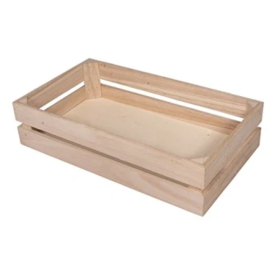 Afbeelding van Rayher 62728000 Houten kist met latten look, 35,5 x 20,3 8,4 cm, hout FSC gecertificeerd, plus 2 wandhaken, populierenhout, glad geslepen, lattenbodem om te beschilderen