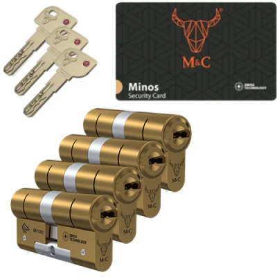 Afbeelding van Cilinderslot M&amp;C Minos SKG*** Met Kerntrekbeveiliging Messingprofielcilinder skg deurcilinder