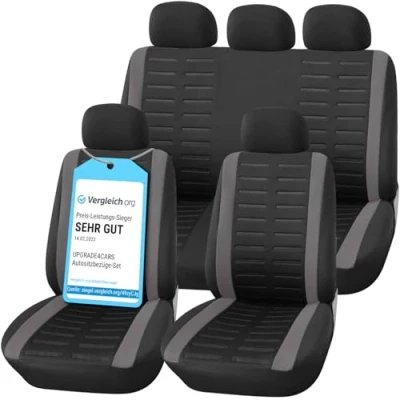 Afbeelding van Upgrade4cars Autostoelhoezen set universeel, autohoezen voor de voorstoelen en achterbank in grijs