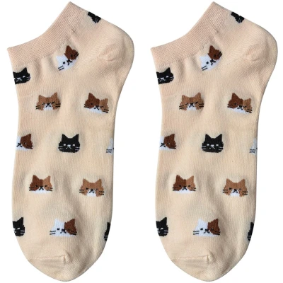 Afbeelding van Clayre &amp; Eef Grappige Sokken one size Beige Polyester Katten
